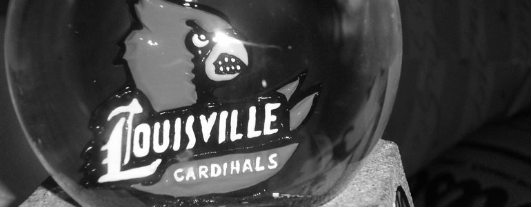 Louisville Cardinals snow globe in black and white